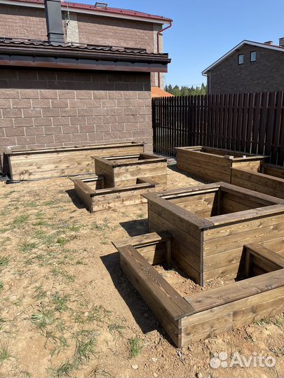 Грядки высокие из лиственницы деревянные