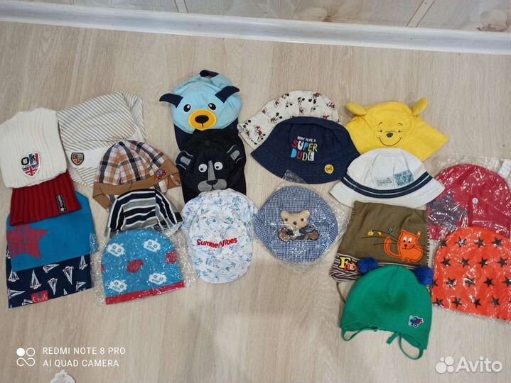 Шапки, кепки, панамки от 6 мес до 4 лет