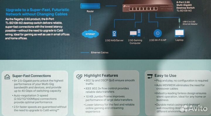 Коммутатор Tp-Link TL-SG108-M2