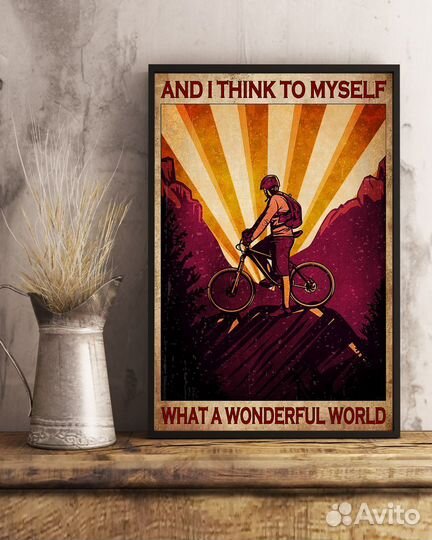 Постер #12-0043 Велосипеды в лесу и на шоссе