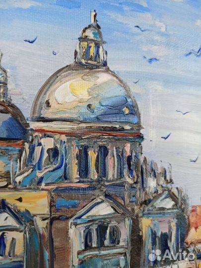 Картина маслом Венеция пейзаж морской лодки море