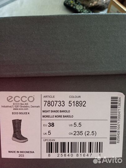 Сапоги зимние ecco для девочки 38 размер