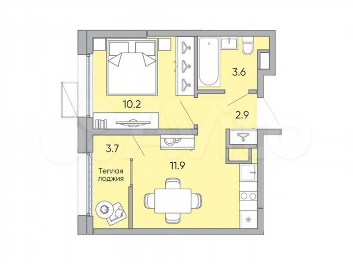 1-к. квартира, 32,3 м², 11/18 эт.