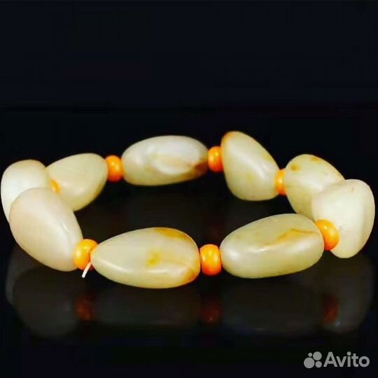 Браслет нефрит из гальки речной