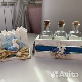 Украшение бутылки в морском стиле