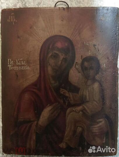 Икона старинная Богородица Тихвинская