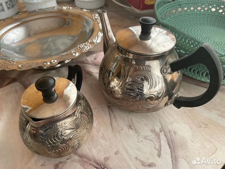 Редкий Чайный сервиз металл СССР Винтаж 5 пред