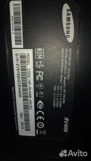 Samsung RV408, T4300, 4Gb, ssd 240Gb