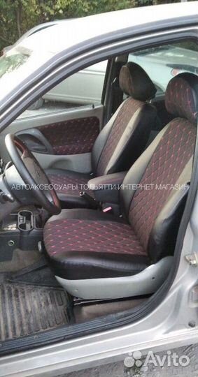 Лада Калина модельные чехлы экокожа-жаккард/кр.с