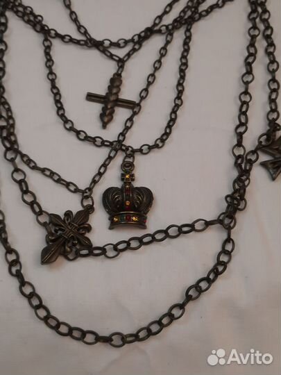 Колье винтаж кресты корона стиль Dolce gabbana