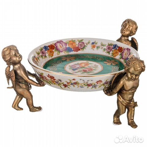 Блюдо. Ангелы. Бронза. Фарфор