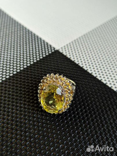 Серебряное кольцо с цитрином и лимонным кварцем