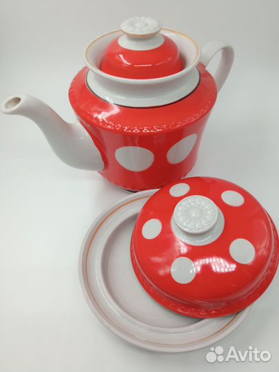 Сервиз чайный, советский, Белый горох