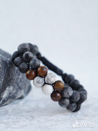 Браслет-шамбала мужской/женский из натурал. камней
