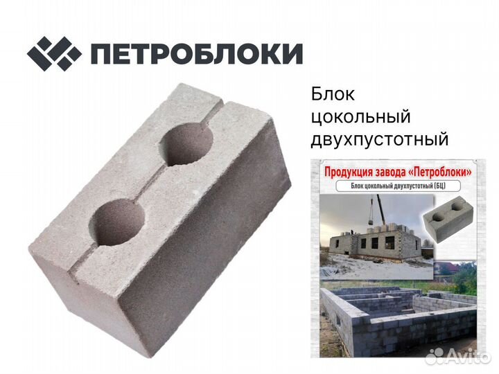 Блок цокольный двухпустотный Строительные блоки