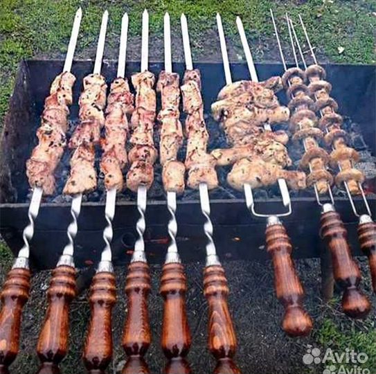 Шампура с деревянной ручкой, шампура люля кебаб