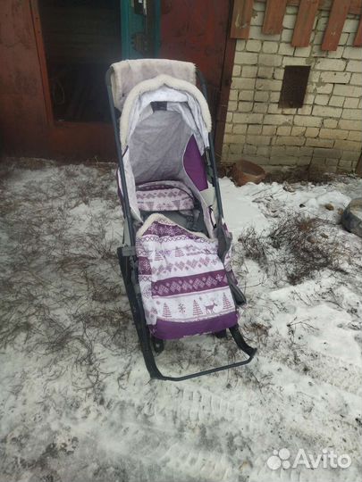 Детские санки коляска с колесами