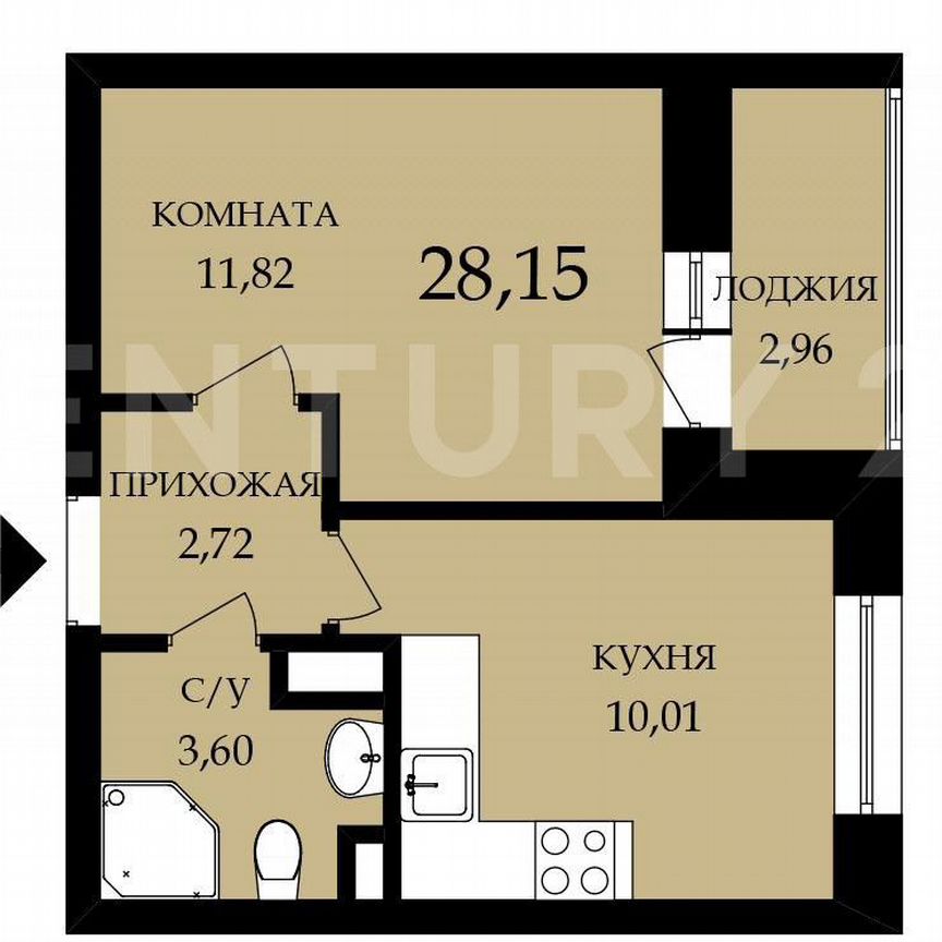 1-к. квартира, 28,2 м², 5/9 эт.