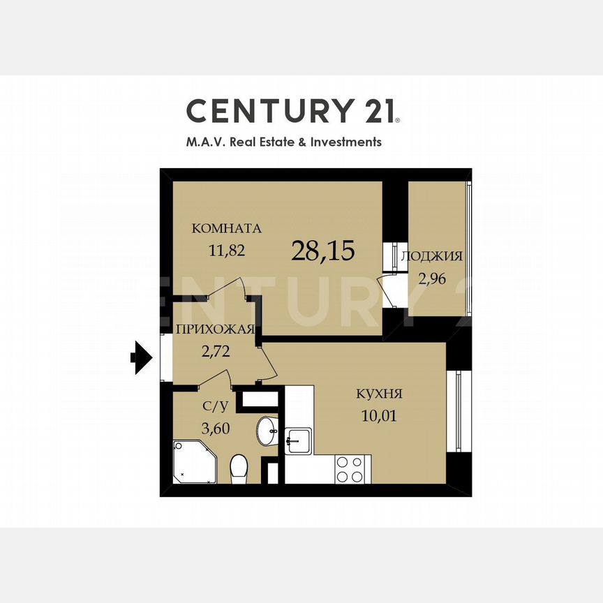 1-к. квартира, 28,2 м², 5/9 эт.
