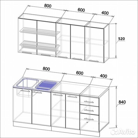 Кухня новая 1,8 метра Вотан