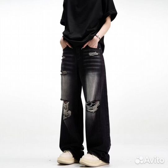 Джинсы Distressed Balenciaga Type Широкие