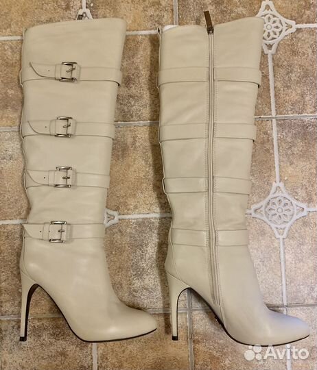 Сапоги демисезонные бежевые, белые