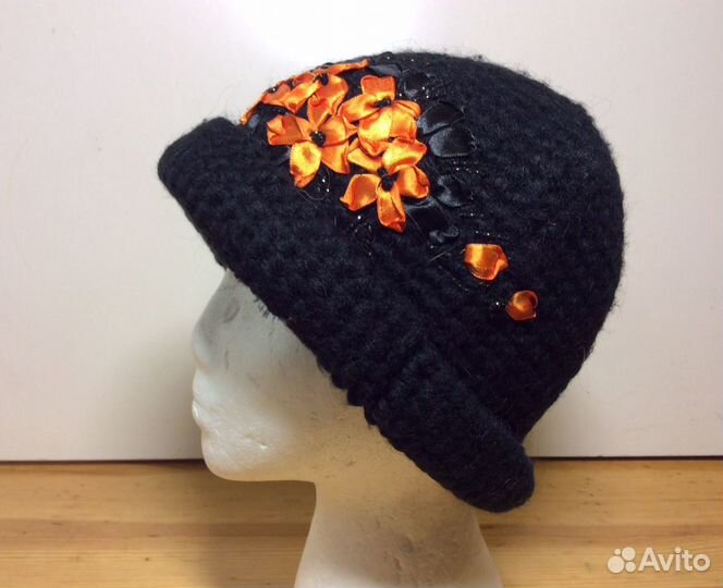 Авторская шляпка с атласными лентами, 54-57,арт195