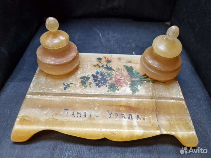 Старинная чернильница, из селенита. Была склейка п