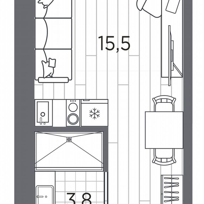 Апартаменты-студия, 19,3 м², 3/13 эт.