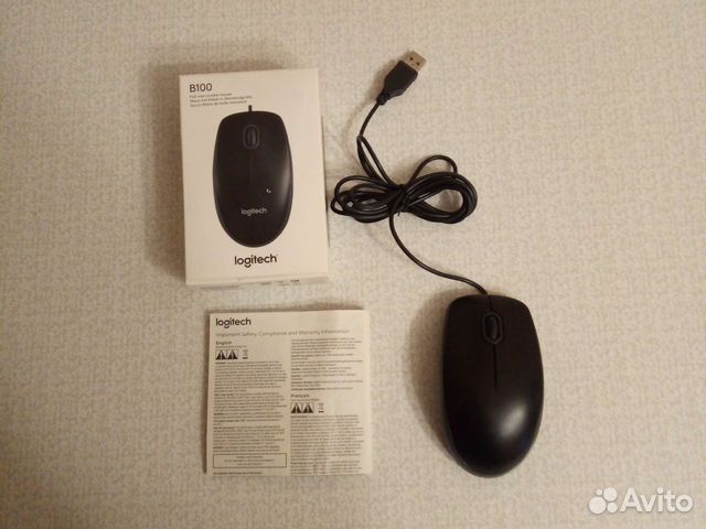 Мышь проводная Logitech B100 черная