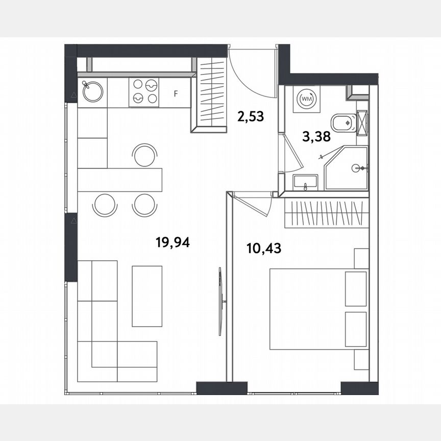1-к. апартаменты, 37 м², 5/24 эт.