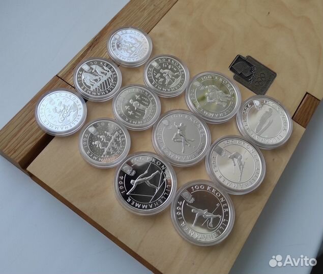 Олимпиада Лиллехаммер 1994 12 монет серебро пруф