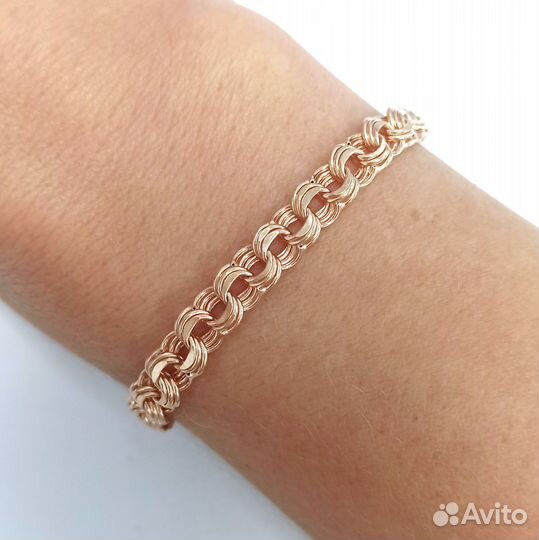 Золотой браслет тройной бисмарк кайзер (рнд)