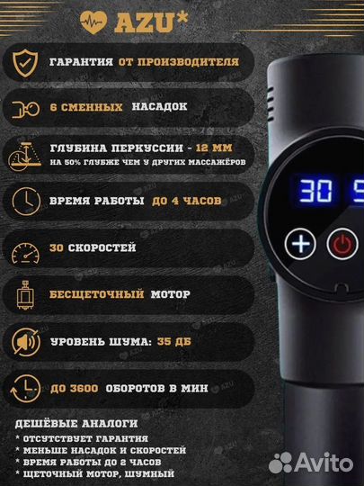 Перкуссионный массажер пистолет для тела AZU