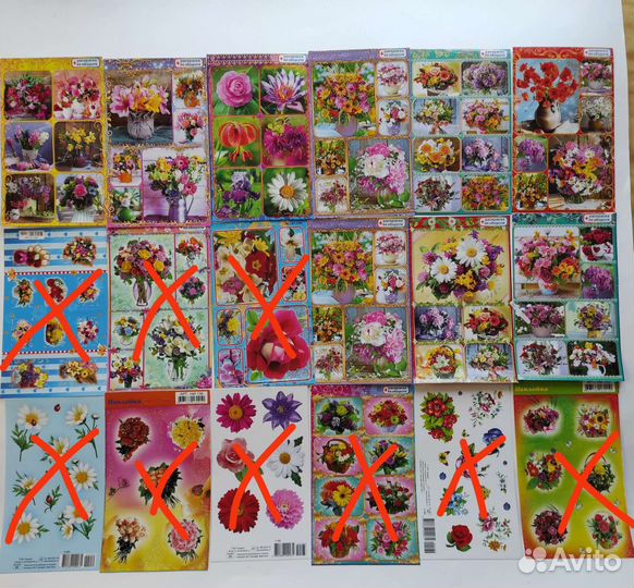 Наклейки и закладки цветы, фрукты, бабочки