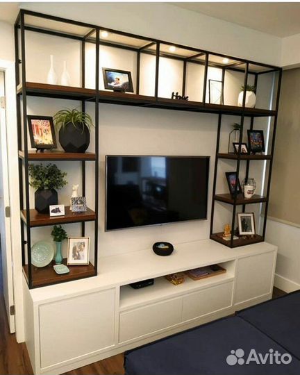 Тумба подставка стеллаж под телевизор в стиле лофт