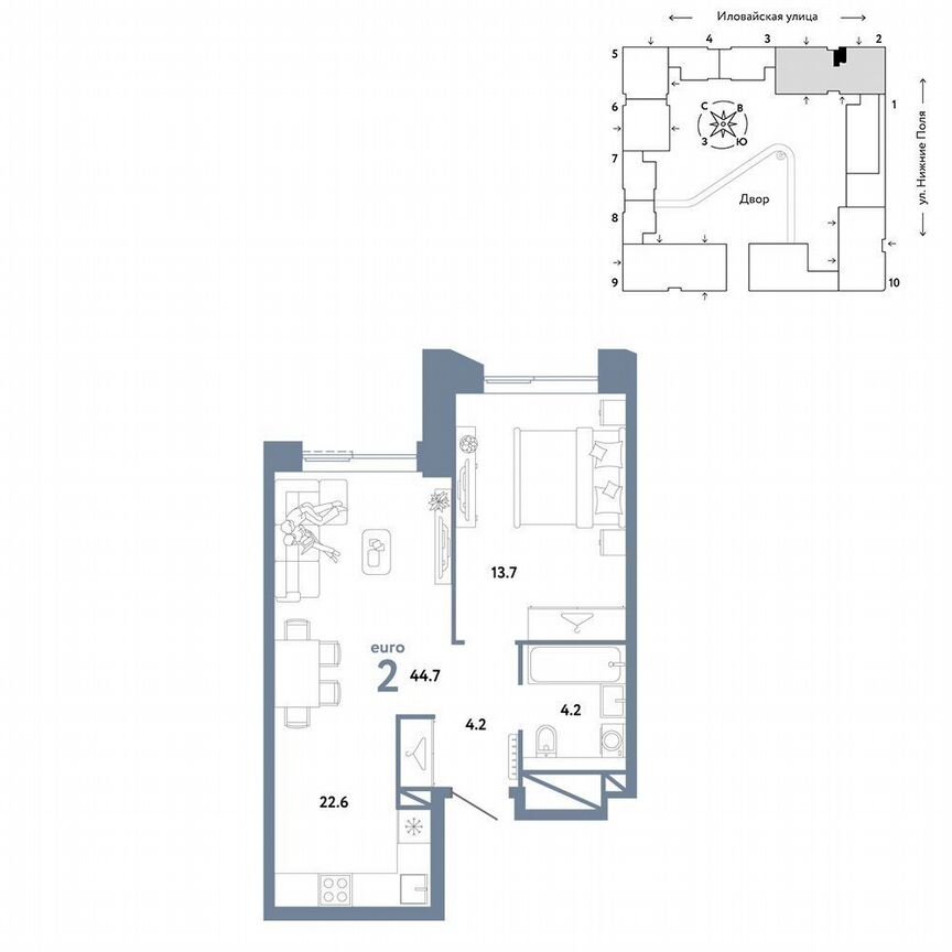 1-к. квартира, 44,7 м², 24/38 эт.