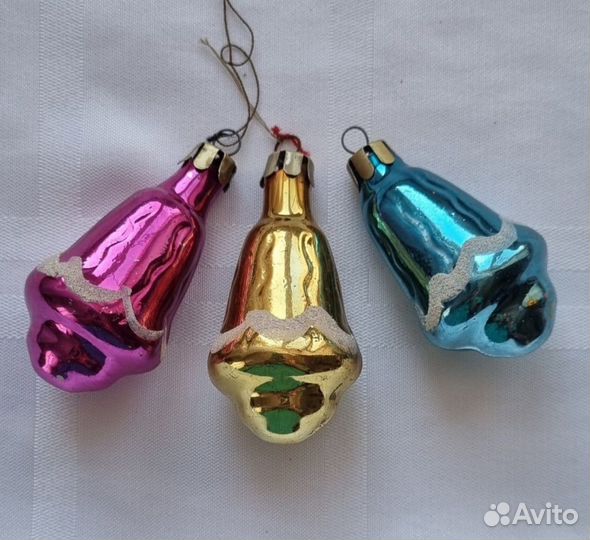 Елочные игрушки СССР. Колокольчики. 3 шт