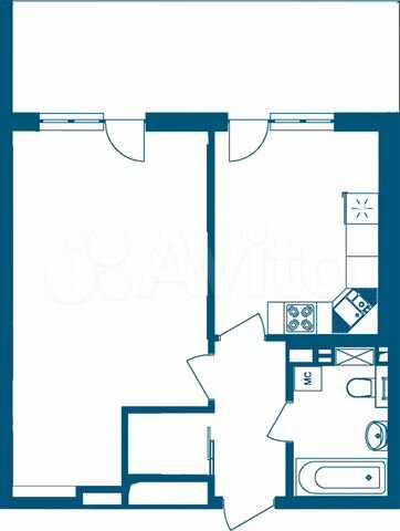1-к. апартаменты, 58,9 м², 3/7 эт.
