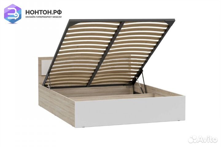 Кровать Мартина с подъемным механизмом белый / дуб