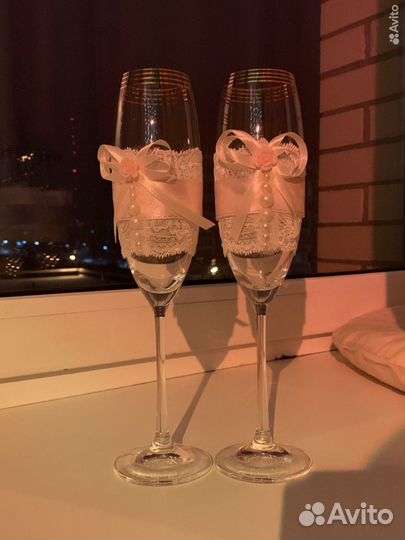 Свадебные бокалы ручной работы