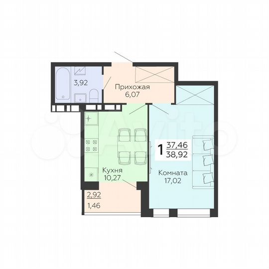 1-к. квартира, 38,9 м², 10/18 эт.