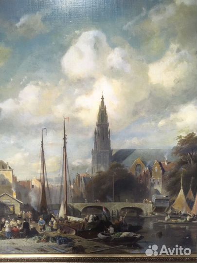 Картина маслом Каналы старого Амстердама 70х100 см