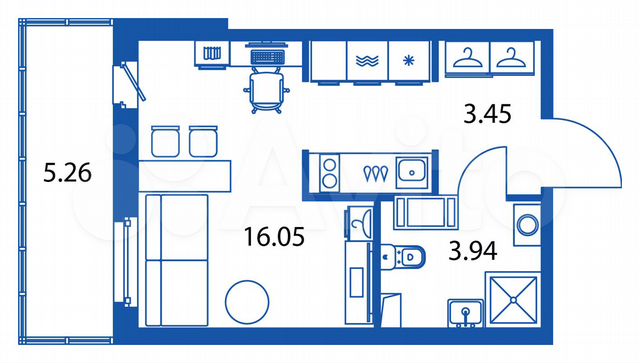 Квартира-студия, 25,1 м², 2/12 эт.