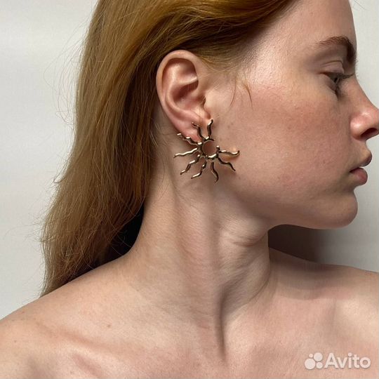 Серьги новые солнце бижутерия