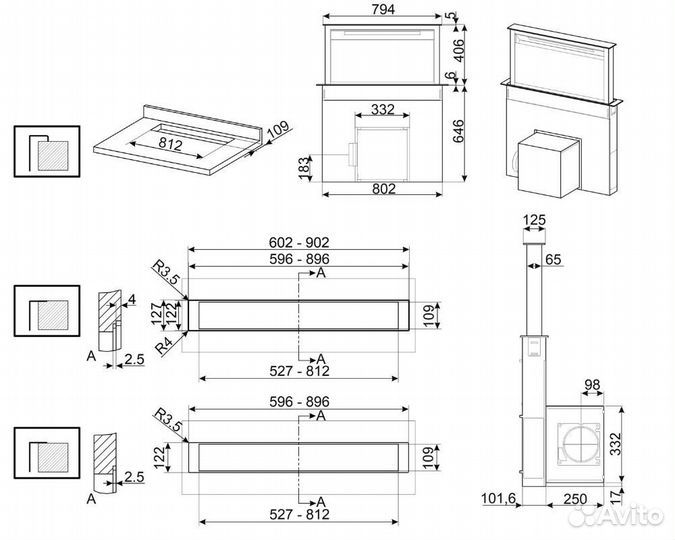 Встраиваемая вытяжка Smeg KDD90CNE