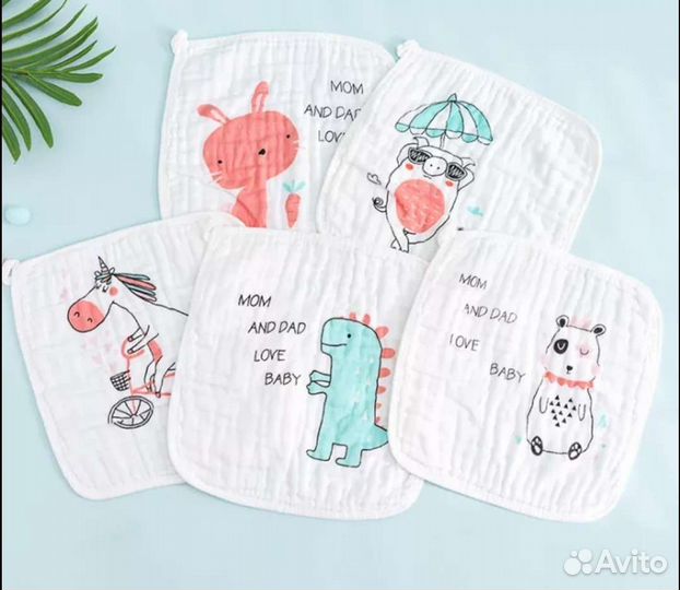 Муслиновые полотенца 30*30 новые