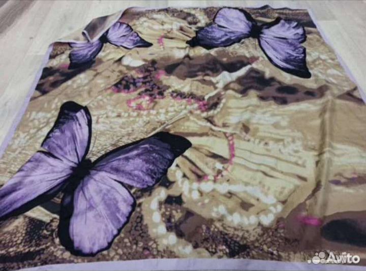 Шелковый платок 90 roberto cavalli бабочки италия