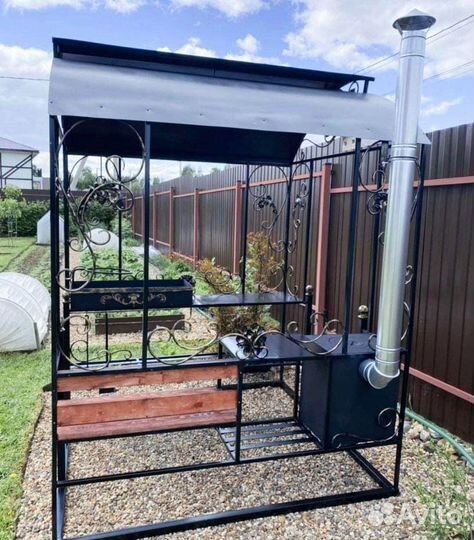 Беседка мангал с печкой