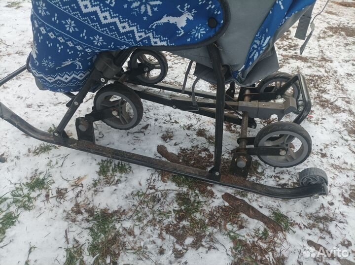 Детские санки коляска с колесами